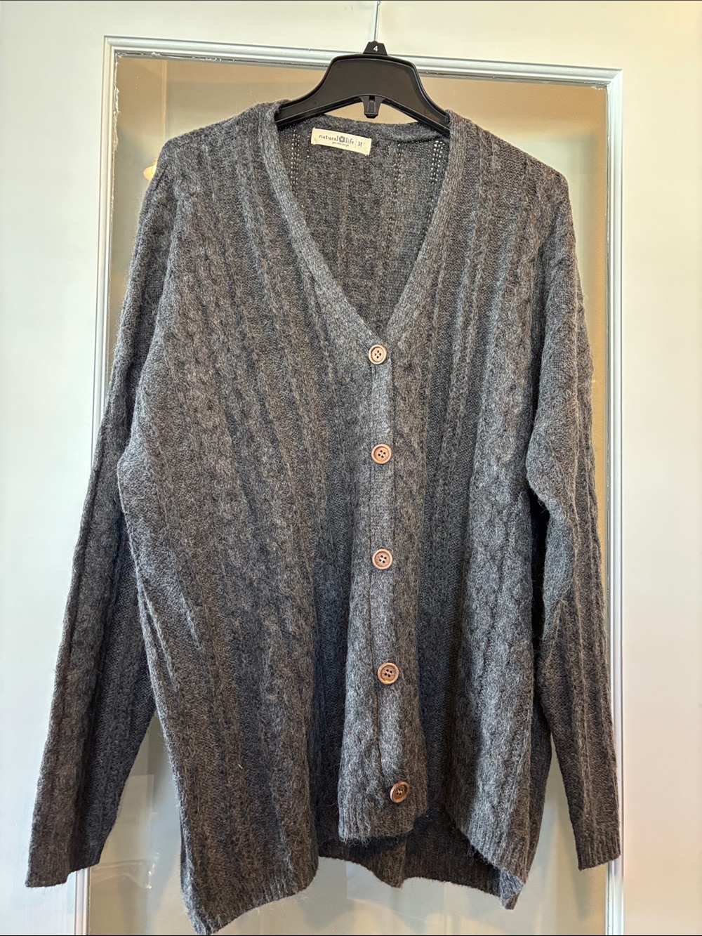 NATURAL LIFE Heather Gray V-Neck Button Cardigan